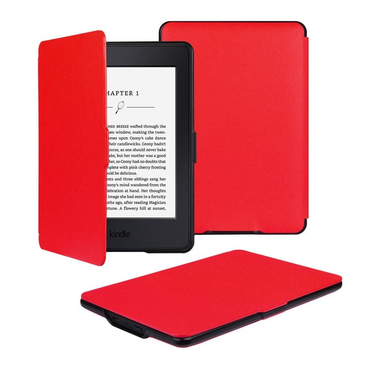 Husa pentru Kindle Paperwhite 1/2/3, ecologic, rosu, functie suport