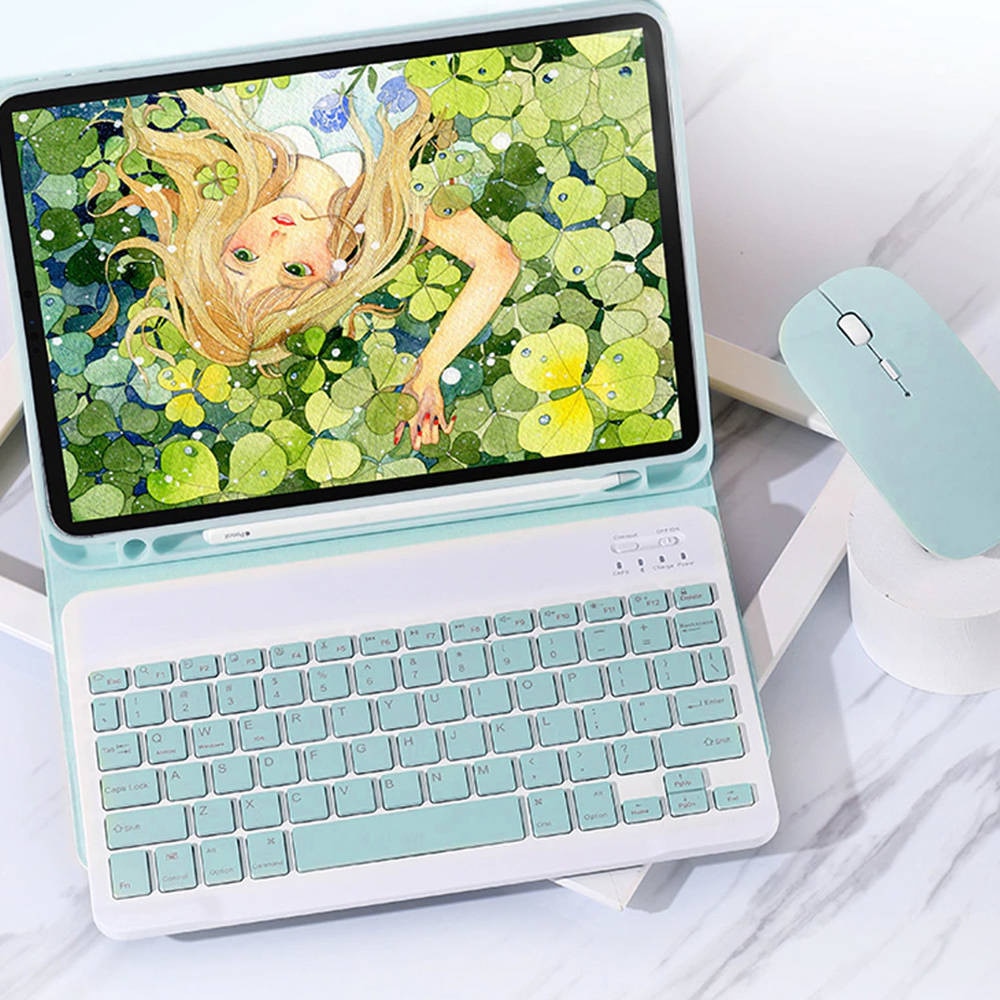 Husa cu tastatura pentru Samsung Galaxy Tab S7 FE/S7 Plus, STRADO, ecologica, roz
