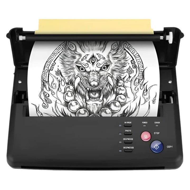 Машина за трансфер на татуировки, термопринтер, стойка A5-A4, черна, комплект от 10 трансферни листа