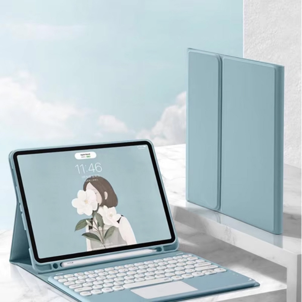 Husa cu tastatura Bluetooth si touchpad, pentru iPad Pro 11 Gen 5, albastru, 13"