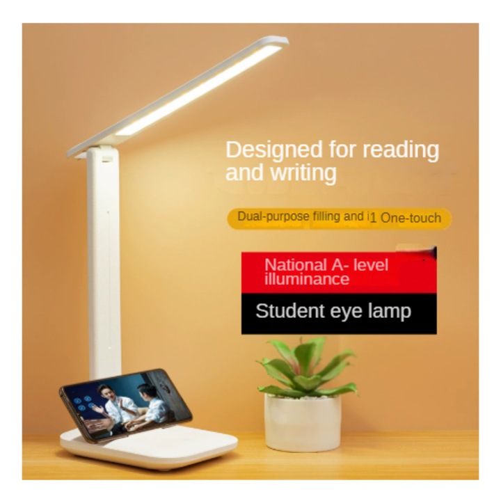 Lampa de Birou LED, UOSO®, Gat Flexibil, cu Adaptor si Clema, 3 Moduri de Iluminare, 10 luminozitate, Incarcare USB, Alb