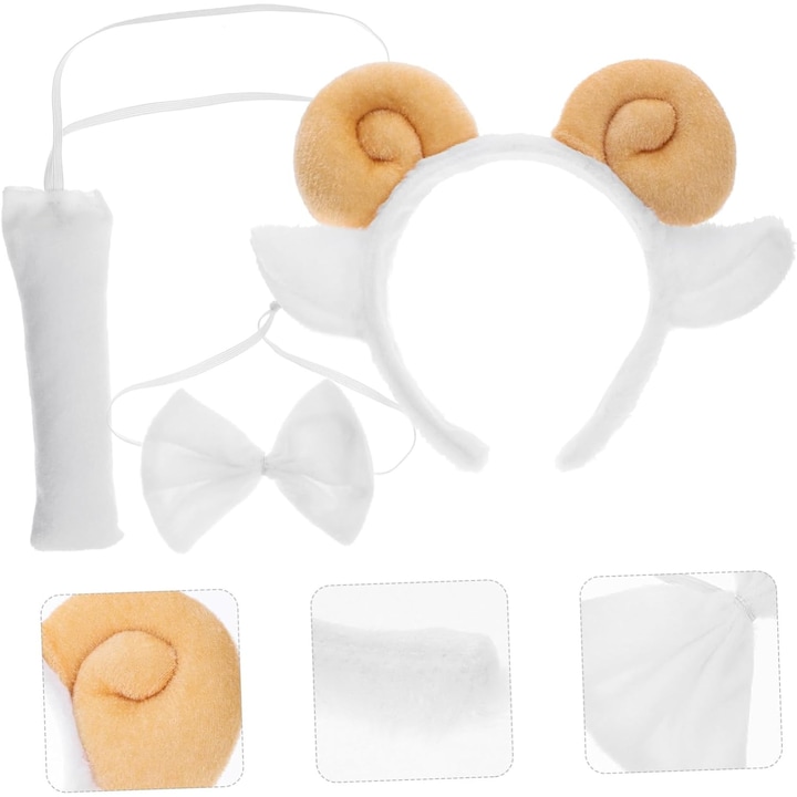 Set serbare Capra, Ied, bentita, coada, papion, alb, Funny Party Team®