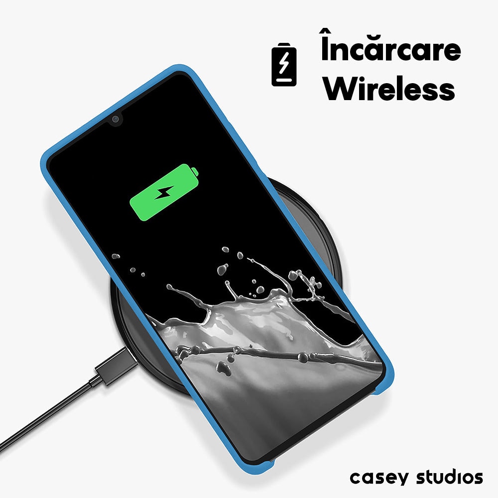 Husa CASEY STUDIOS™ compatibila cu Huawei P30 Pro/P30 Pro New Edition, Soft Silicone Premium, Microfibra in Interior, de Protectie, pentru Incarcare Wireless, Margini Ridicate pentru Protectia Ecranului si a Camerelor, Albastru aquamarin