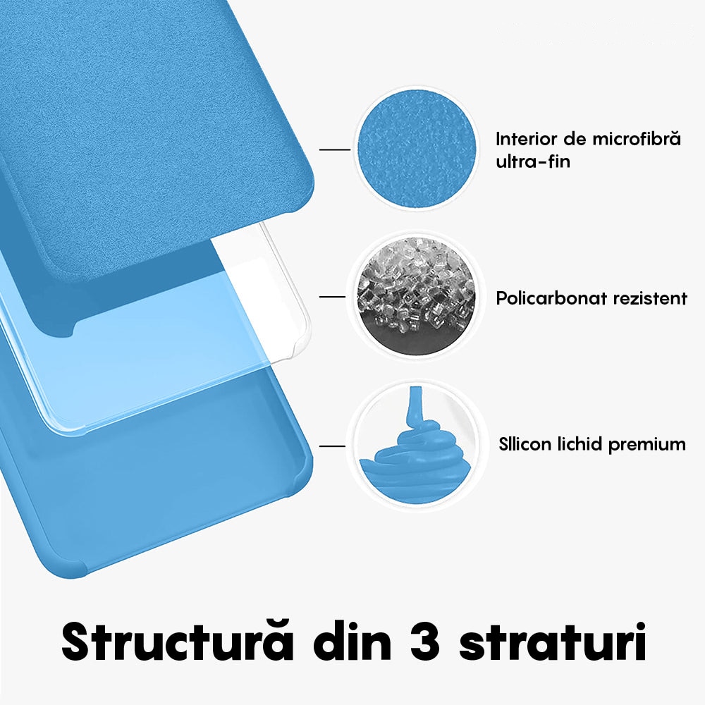 Husa CASEY STUDIOS™ compatibila cu Huawei P30 Pro/P30 Pro New Edition, Soft Silicone Premium, Microfibra in Interior, de Protectie, pentru Incarcare Wireless, Margini Ridicate pentru Protectia Ecranului si a Camerelor, Albastru aquamarin