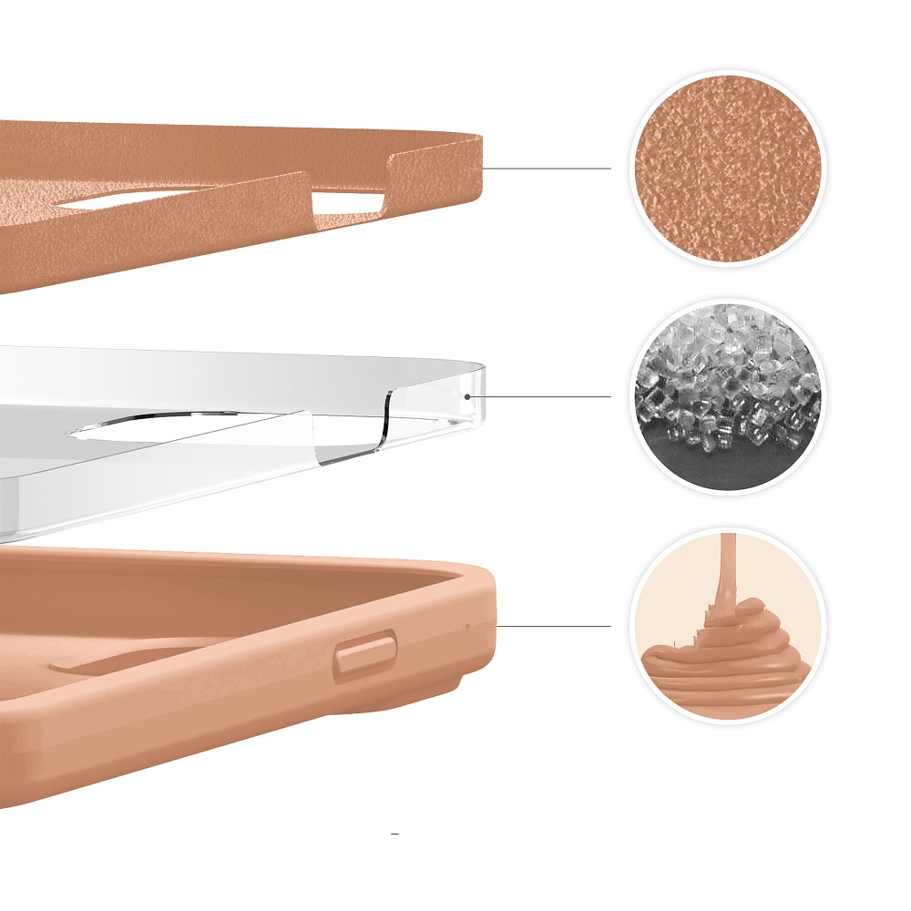 Husa CASEY STUDIOS™ pentru iPhone 13, Soft Silicone Premium, 30+ Culori, Microfibra in Interior, Pink Sand, de Protectie, Ultra Slim, pentru Incarcare Wireless, Margini Ridicate pentru Protectia Ecranului si a Camerelor