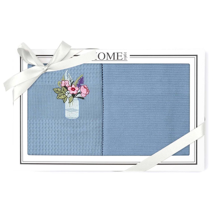 Set prosoape de bucatarie din bumbac, 50x70cm, 2 bucati, cu aplicatie brodata, multicolor