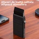 Portofel subtire din aluminiu pentru carduri, Suport de card pop-up, Negru