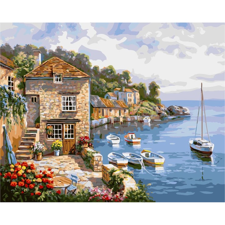 Pictura pe panza Barci pe mare 40x50 cm