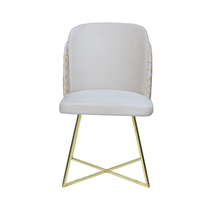 Scaun Alexa Crem Gold, material textil, 85x48cm