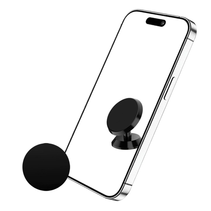 Suport Auto Magnetic, Compatibilitate Universala, Techsuit TinyGrip (S10), Negru, set cu sticker
