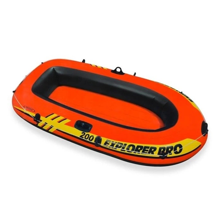 Barca Gonflabila pentru 2 persoane, Intex, fara vasle, 1.96x1.02x0.33cm, portocaliu-negru