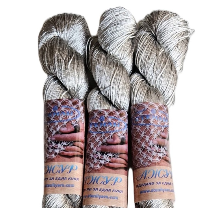 Set 3 buc fir textil Stenli Ajur gri deschis - cod 951, 100g/500m