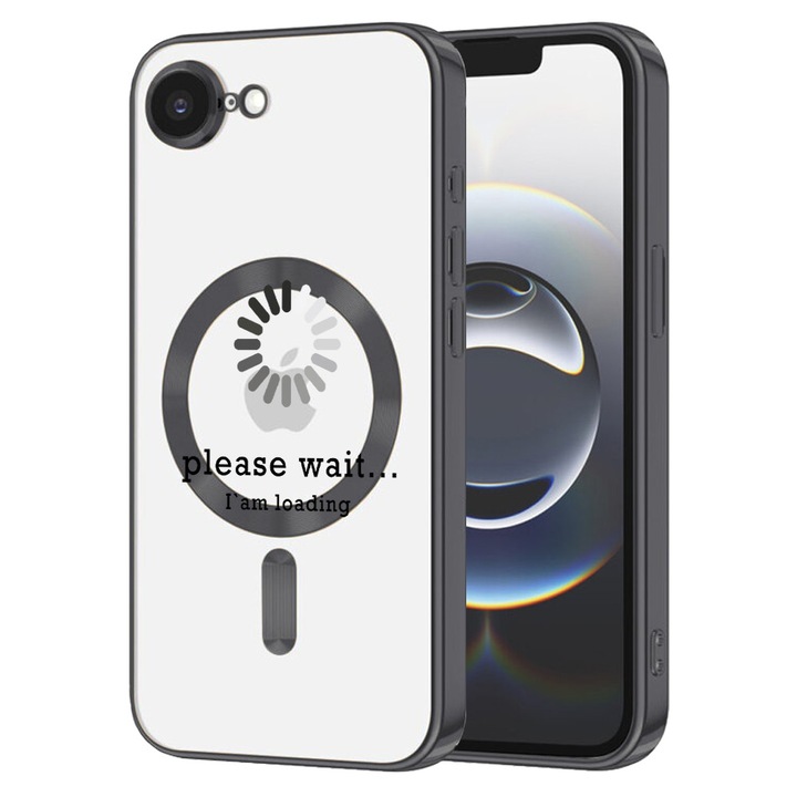 Husa BestCase® Luxury MagSafe, Compatibila Apple iPhone 16e, Please wait I'am loading, Ultra-Soft, Margini metalizate, 1977781 MC Black 37