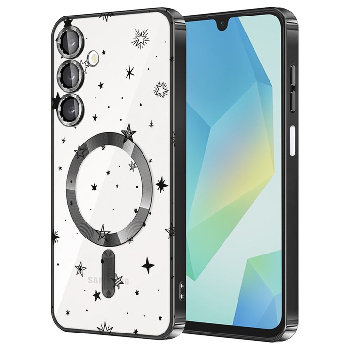 Husa BestCase® Luxury MagSafe, Compatibila Samsung Galaxy A55, Kiss print – design pop, Ultra-Soft, Margini metalizate, 1980206 MC Black 143