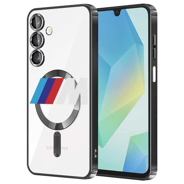 Husa BestCase® Luxury MagSafe, Compatibila Samsung Galaxy A55, BMW M Power, Ultra-Soft, Margini metalizate, 1980206 MC Black 1752