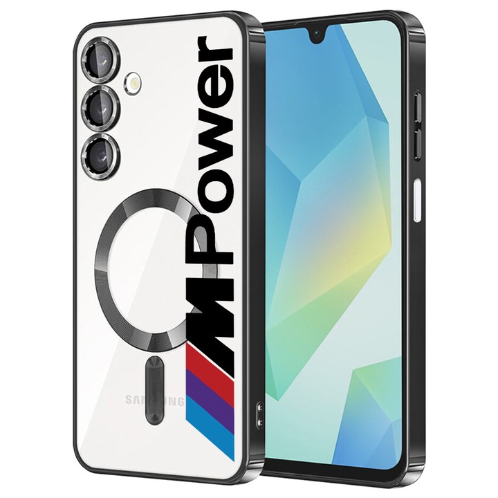 Husa BestCase® Luxury MagSafe, Compatibila Samsung Galaxy A55, BMW M Power, Ultra-Soft, Margini metalizate, 1980206 MC Black 1654