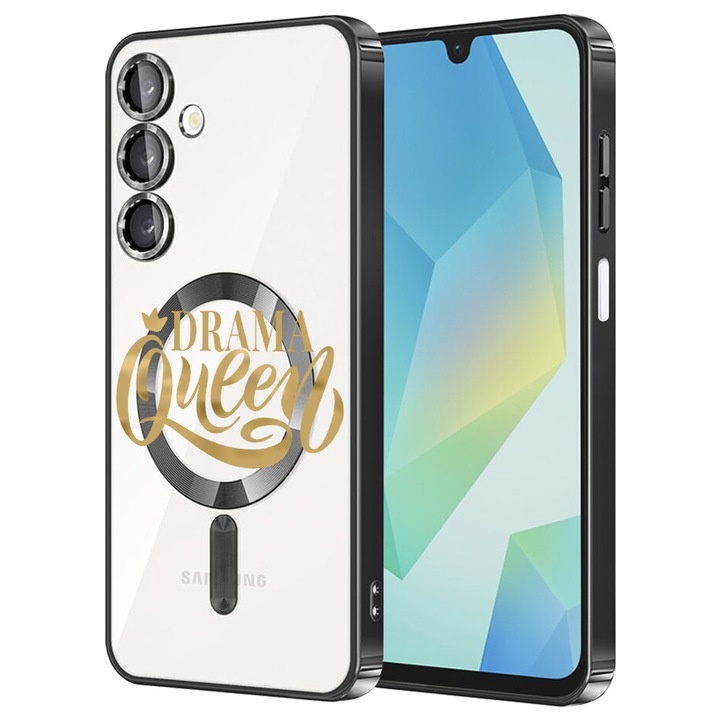 Husa BestCase® Luxury MagSafe, Compatibila Samsung Galaxy A36, Drama Queen, Ultra-Soft, Margini metalizate, 1946112 MC Black 1802
