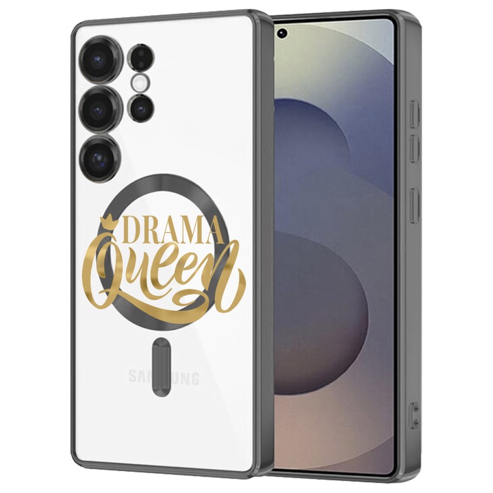 Husa BestCase® Luxury MagSafe, Compatibila Samsung Galaxy S24 Ultra, Drama Queen, Ultra-Soft, Margini metalizate, 1946087 MC Black 1802