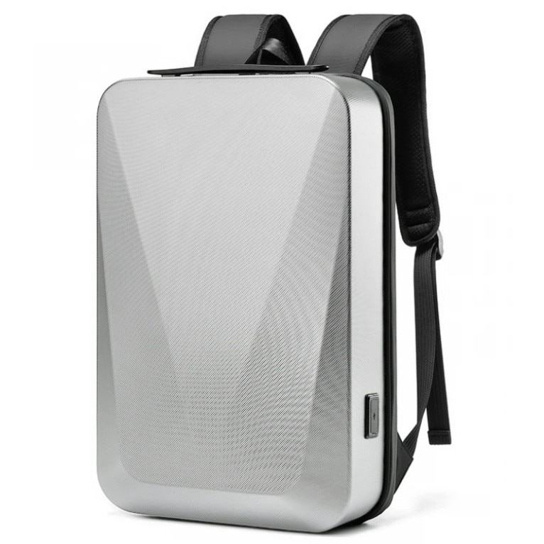 Rucsac Laptop Slim, 15.6 Inch, Impermeabil, Unisex, cu Carcasa din Plastic, Sistem Antifurt, Port Incarcare USB, Sistem Fixare pe Valiza, Multifunctional, Ergonomic, Gri, Satlink