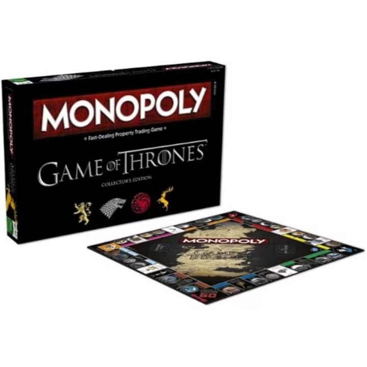 Игра на тронове Монополи, Настолни игри, AjieQaQ, Комплект за семейна стратегия, Включва персонализирани аксесоари, 2-6 играчи, Подходящ за 18+, 42 см * 28 см * 6 см, Многоцветен