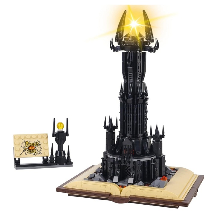 Комплект AjieQaQ блокове за изграждане на Тъмна кула Гримоар, Въртящи се светещи магически очи, 969 броя