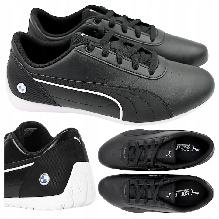 Pantofi Sportivi Barbati, Puma, Bmw Mms Neo, Piele Ecologica De Inalta Calitate, Talpa Soft Foam+ Adaptabila Formei Piciorului, Sireturi Simetrice Pentru O Potrivire Mai Buna, Logo Metalic Bmw Pe Lateralul Pantofilor, 47, Negru