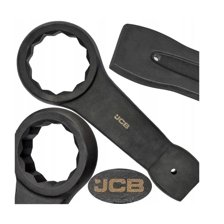 Cheie Cu Ochi Pentru Strangere, JCB, 27x27 mm, Ideala Pentru Lucrari Intense In Atelier, Constructie Intarita, Rezistenta La Daune, Maner Cu Varf De Impact Care Reduce Vibratiile, Precizie Inalta De Executie, Negru