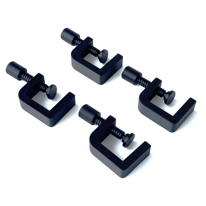 Set 4 cleme de fixare, plastic, negru