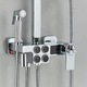 Coloana de Dus BisDesign®, Termostat Temperatura Apa, Reglabila pe Inaltime, Display LCD, Cos Organizator, Culoare Crom, Palarie Dus 30 cm cu Efect Ploaie, 4 Functii de Curgere