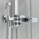 Coloana de Dus BisDesign®, Termostat Temperatura Apa, Reglabila pe Inaltime, Display LCD, Cos Organizator, Culoare Crom, Palarie Dus 30 cm cu Efect Ploaie, 4 Functii de Curgere