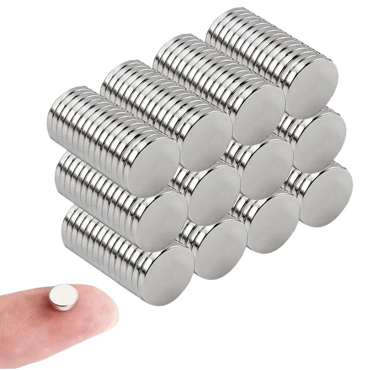 Magneti puternici Neodim 3x2 mm, argintii - 100 buc