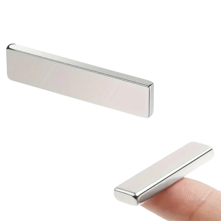 Magnet puternic Neodim 50x10x3 mm, argintiu