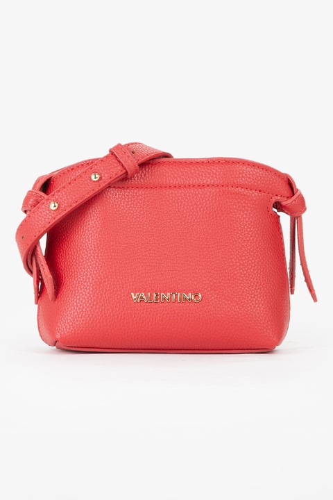 Valentino Bags, Geanta crossbody de piele ecologica cu logo metalic, Coral
