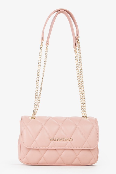 Valentino Bags, Geanta de piele ecologica matlasata cu bareta, Roz pastel