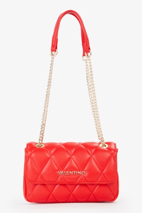 Valentino Bags, Geanta de piele ecologica matlasata cu bareta, Rosu