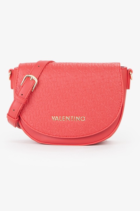 Valentino Bags, Geanta crossbody din piele ecologica cu detaliu logo, Corai