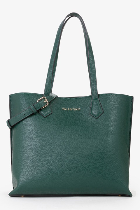 Valentino Bags, Shopper fazonú műbőr táska állítható vállpántokkal, Angolzöld
