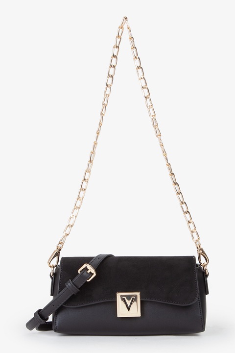 Valentino Bags, Чанта през рамо от еко кожа с отделяща се презрамка-верижка, Черен