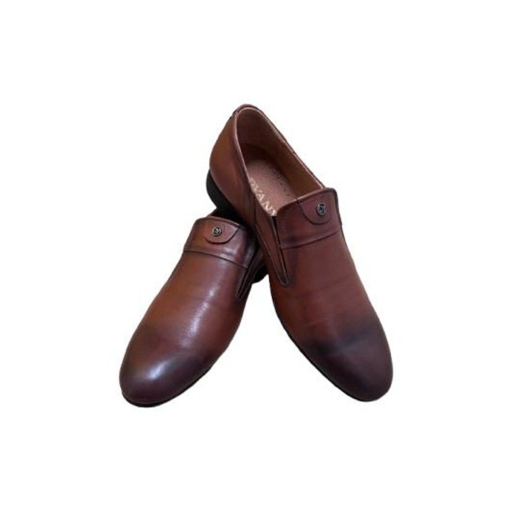 Pantofi eleganti pentru barbati, Piele naturala-1575, Maro inchis/Maro deschis