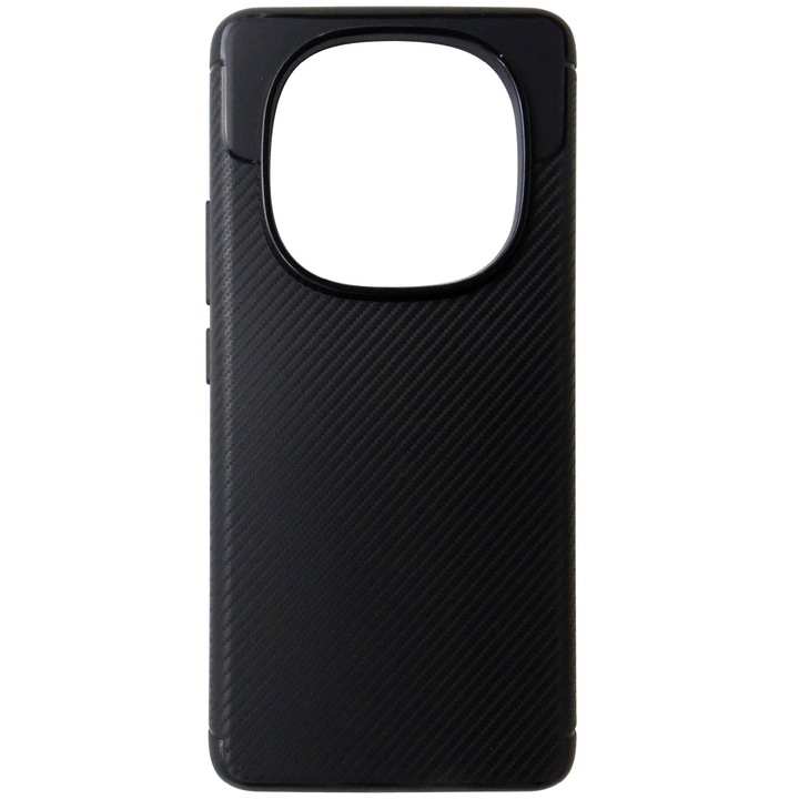 Husa spate aspect fibra Carbon silicon neagra pentru Xiaomi Redmi Note 14 Pro 5G, 14 Pro+ 5G, Poco X7