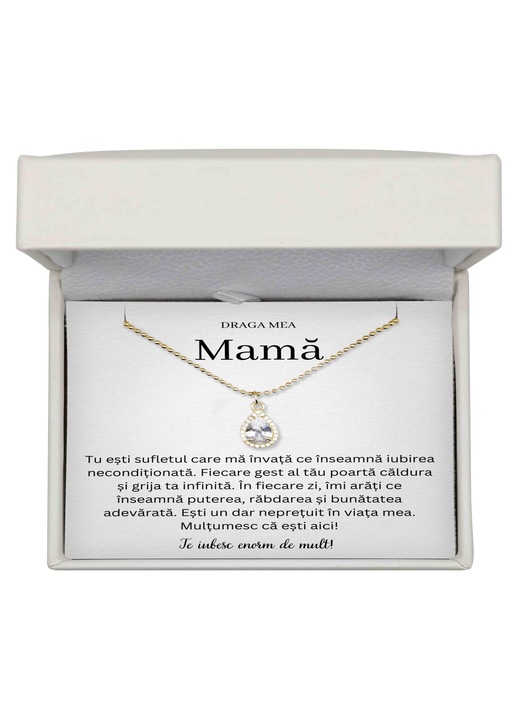 Colier Eternal Love Argint 925 Placat cu Aur 14K cu Mesaj - Cadou Mama - The Jewel Heart