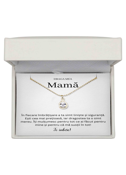 Colier Eternal Love Argint 925 Placat cu Aur 14K cu Mesaj - Cadou Mama - The Jewel Heart