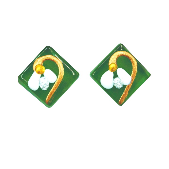 Cercei pictati manual pe sticla, Ghiocei parfumati, Regalo, 1 cm