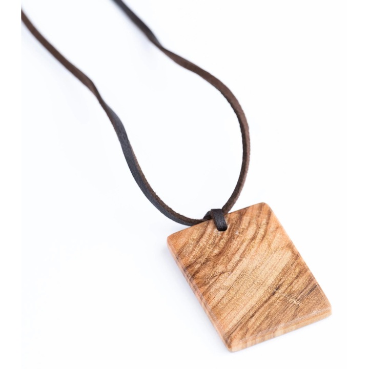 Colier Natur Rectangular, Lemn De Maslin