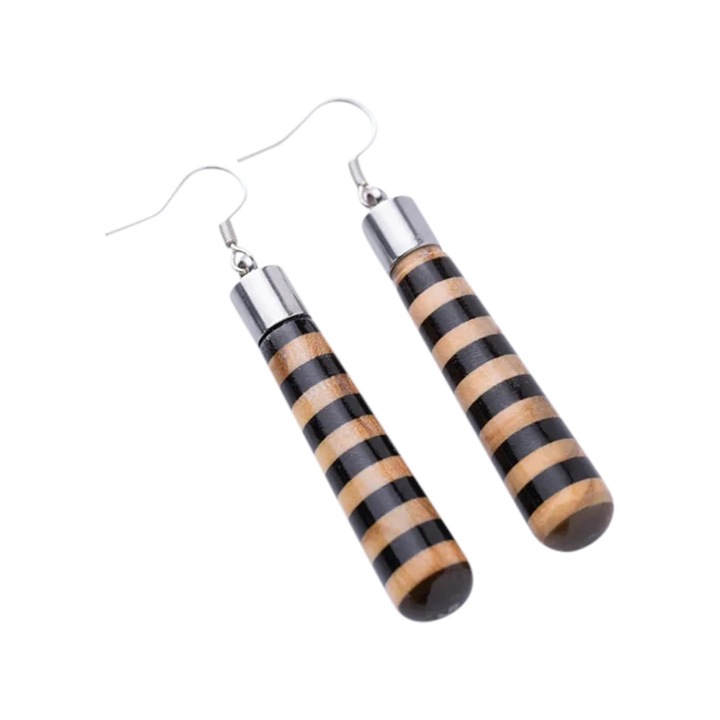 Cercei Cilindri Gemma Line, Lemn De Maslin Negru
