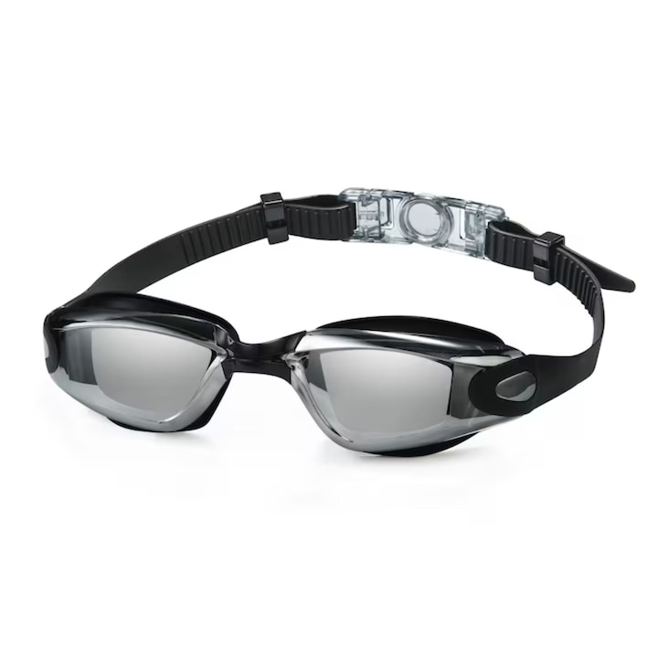 Ochelari de inot profesionisti, anticeata, din policarbonat/silicon, Anti-UV/ anti-aburire, marime reglabila, Adult, negru