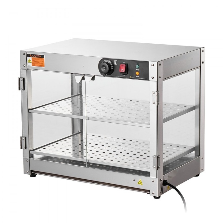 Vitrina calda, cu 2 niveluri, putere 800W, capacitate 58L, dimensiuni 51 x 38 x 61 cm