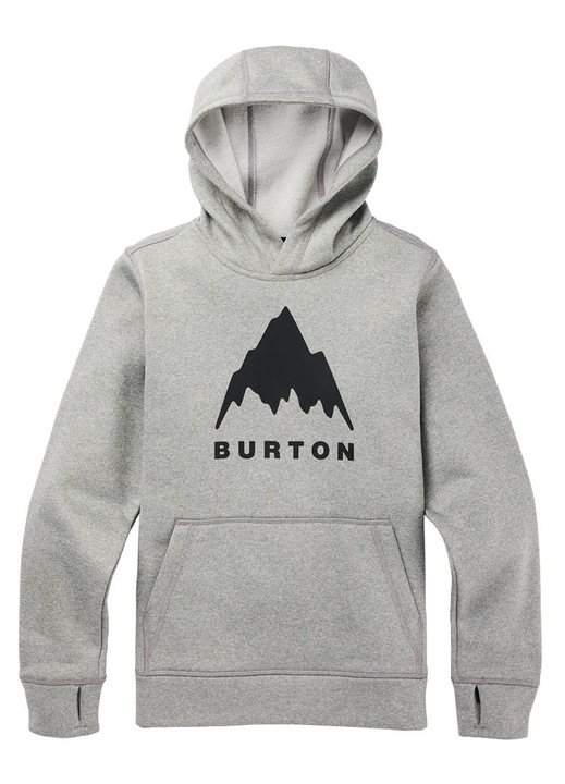 Детски суичър Burton, сив меланж, бързосъхнеща материя, прикрепена качулка, кенгуру джоб, 117-128 CM