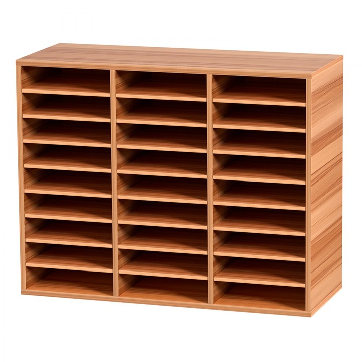 Irattartó, 27 rekesszel, 10 kg teherbírás, MDF anyag, barna