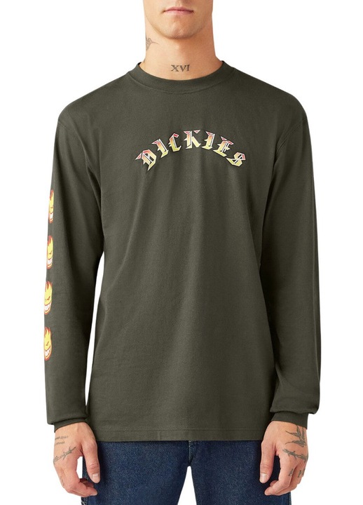 Тениска с дълъг ръкав Dickies, каки, 100% памук, S INTL
